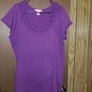 Woman Within Ruffle Neck Shirt